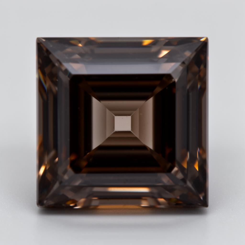 Skutečná fotografie kamene Asscher 2,08 ct Fancy Dark